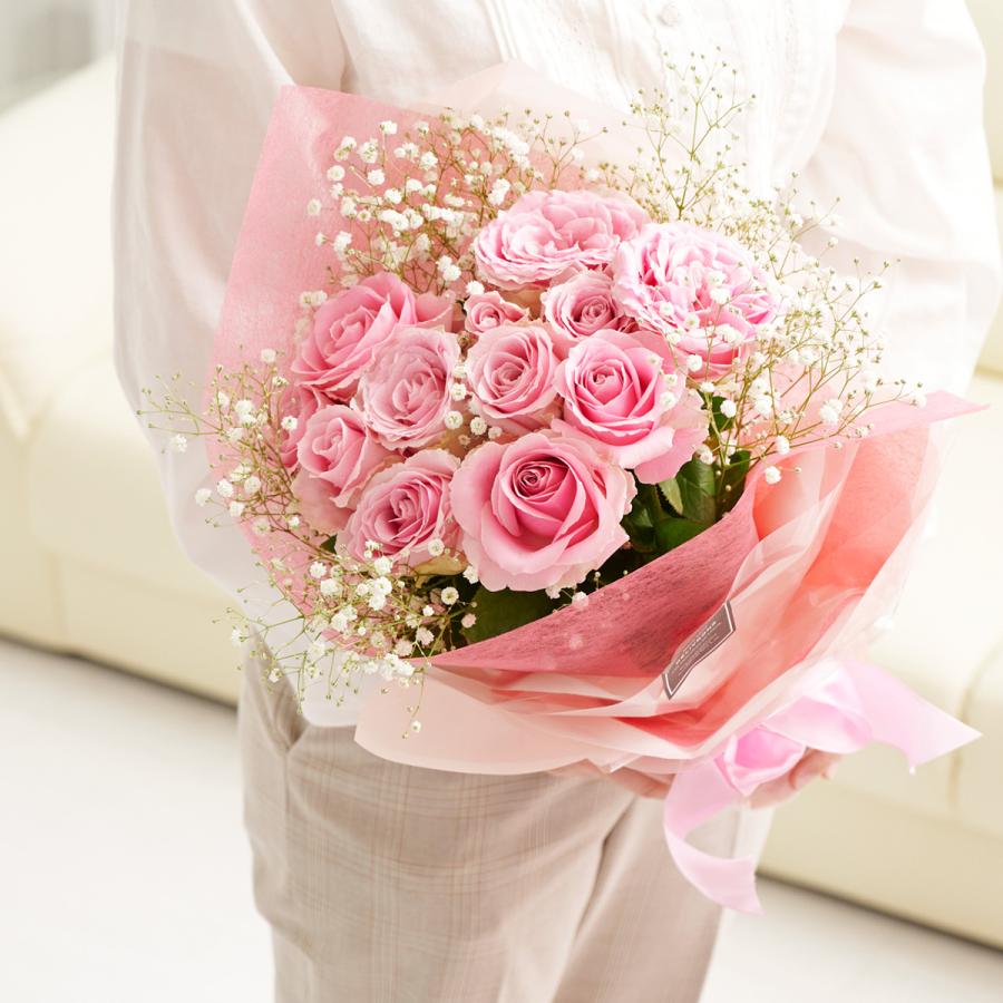 花束・ブーケ ピンクバラ12本&カスミソウ : SP GiftS Yahoo!店 花束・ブーケ ピンクバラ12本&カスミソウ : SP GiftS Yahoo!店