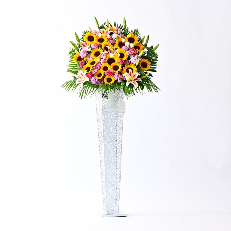 配送地域限定　アートスタンド花　向日葵（ひまわり）ミックス白ブリキ型 ひまわり 向日葵