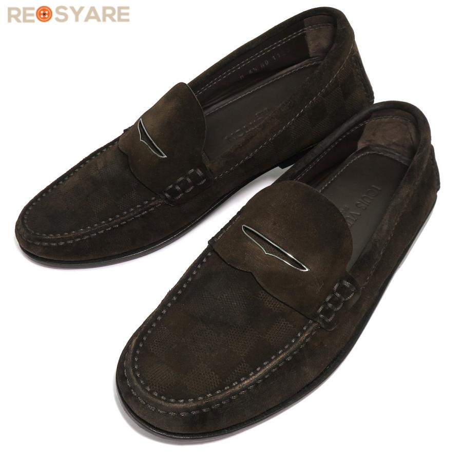 未使用　VUITTON 靴　ビジネス　スエード　ローファー　黒　ブラック　ロゴ 未使用VUITTON 靴ビジネススエードローファー黒ブラックロゴ