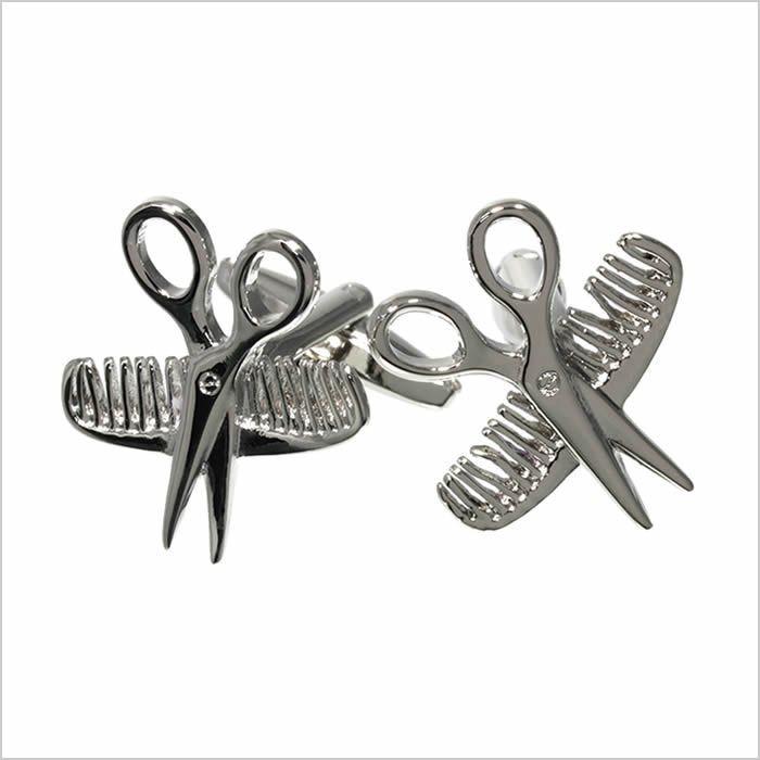 カフスボタン ハサミ くし カフリンクス メンズ アクセサリー 美容師