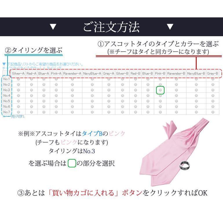アスコットタイ・ポケットチーフ・タイリング 3点セット メンズ 紳士用  