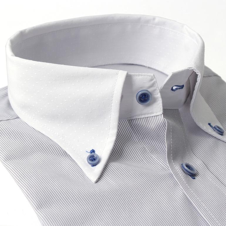 襟高デザイン ボタンダウン クレリック 長袖ワイシャツ 白 メンズ 長袖 ワイシャツ ビジネスや結婚式に スリムからゆったりまで 黒 シャツ 白シャツ 形状記憶 Item ワイシャツとネクタイ専門店ビズモ 通販 Yahoo ショッピング