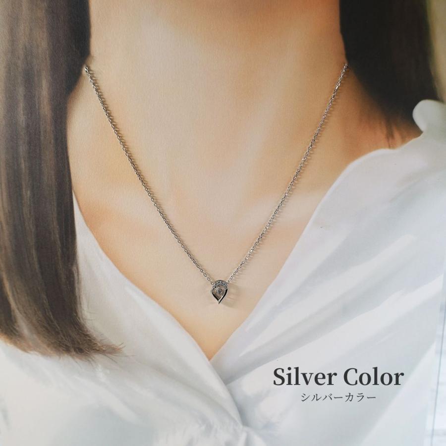Pure ネックレス ステンレス つけっぱなし ティアドロップ ステンレス