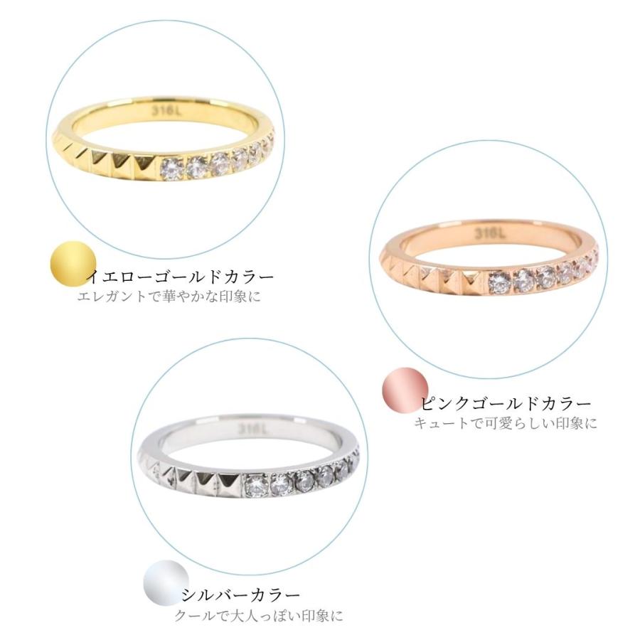 Pure 指輪 レディース ステンレス 金属アレルギー ハーフエタニティ
