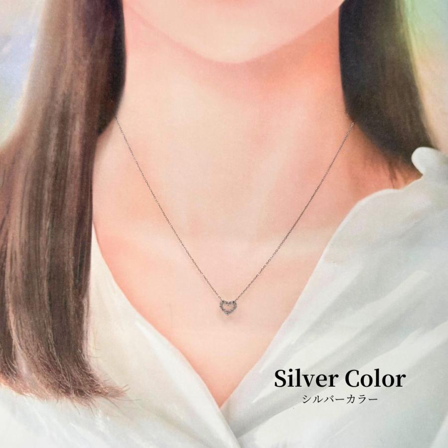 ハート ネックレス ステンレス つけっぱなし ステンレスネックレス 金属アレルギー対応 錆びないネックレス レディースの画像