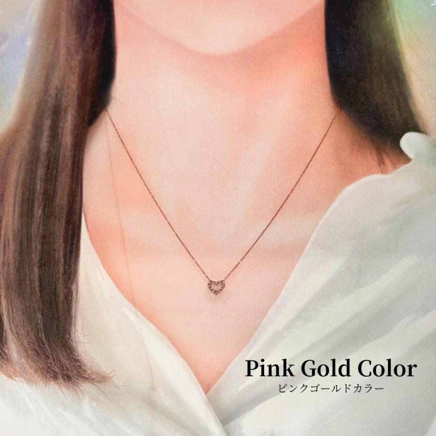 ハート ネックレス ステンレス つけっぱなし ステンレスネックレス 金属アレルギー対応 錆びないネックレス レディースの画像