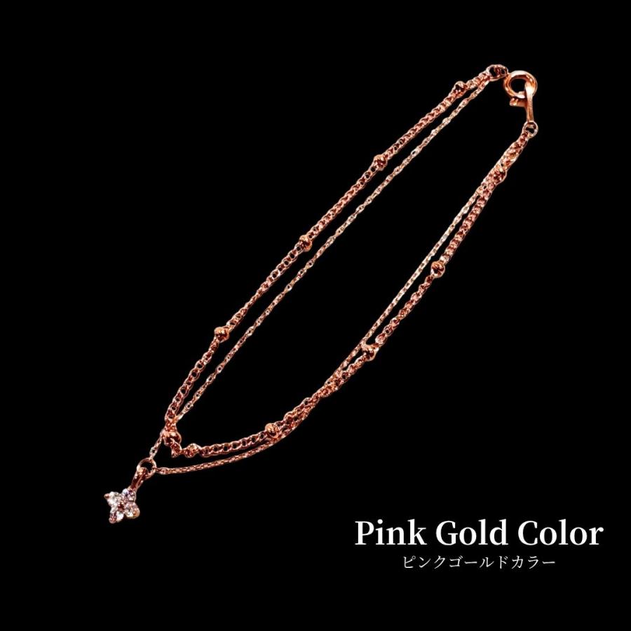 ブレスレット レディース 華奢 花 フラワー ステンレス つけっぱなし シルバー ピンクゴールド 金属アレルギー対応 50代 40代 30代 20代_9