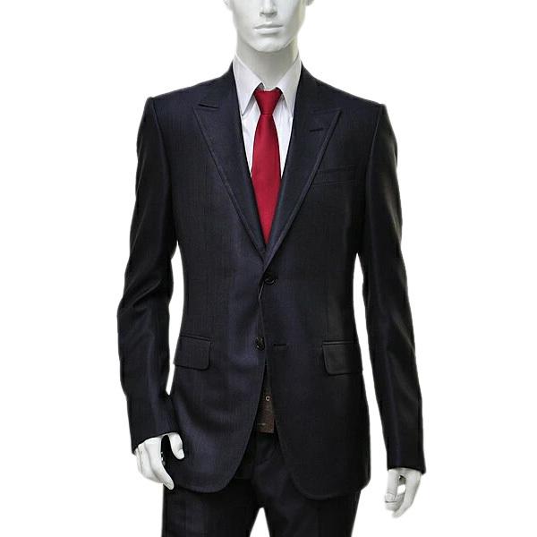 品質満点 メンズ ネイビー ストライプ柄 スーツ 2釦 ウール シルク Gucci サイズ46 グッチ スーツ 送料無料 グッチ 4240 Z4373 ビジネススーツ Www press Net