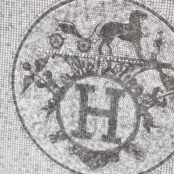 訳有 箱無 エルメス HERMES モザイクヴァンキャトル 035045 PLATINUM 正方形 プレート 23cm 絵皿 装飾 陶器_1
