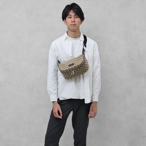 GUCCI グッチ アウトレット GGキャンバス×レザー ボディバッグ GUCCI グッチ アウトレット GGキャンバス×レザー ボディバッグ