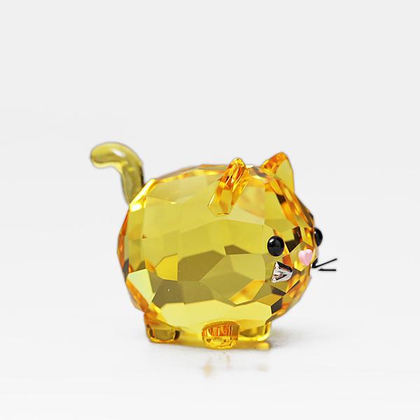 スワロフスキー SWAROVSKI フィギュリン Chubby Cats イエローキャット 黄色い猫 ネコ クリスタル フィギュア オブジェ インテリア 置物 5658325｜bjkyoto｜04
