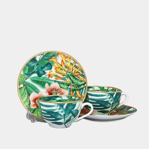2客セット 箱無 エルメス HERMES パシフォリア ティーカップ＆ソーサー 