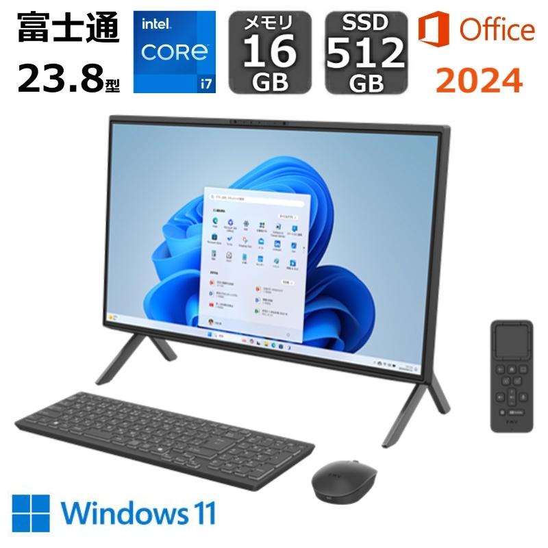 富士通 FUJITSU デスクトップPC FMV Desktop Fシリーズ F75-K1 23.8型/ Core i7-1260P/ メモリ 16GB/ SSD 512GB/ Windows 11/ Office付き/ ブラック 【展示品】（Yahoo!・BJYストア）