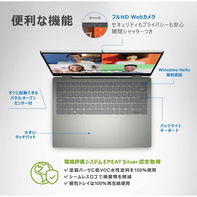 DELL デル ノートパソコン Inspiron 14 7425 2-in-1 14型FHD+ / Ryzen 5 / メモリ8GB/ SSD256GB/ Win 11/ Office付き/ Webカメラ/ ペブルグリーン 【展示品】｜bjy-store｜06