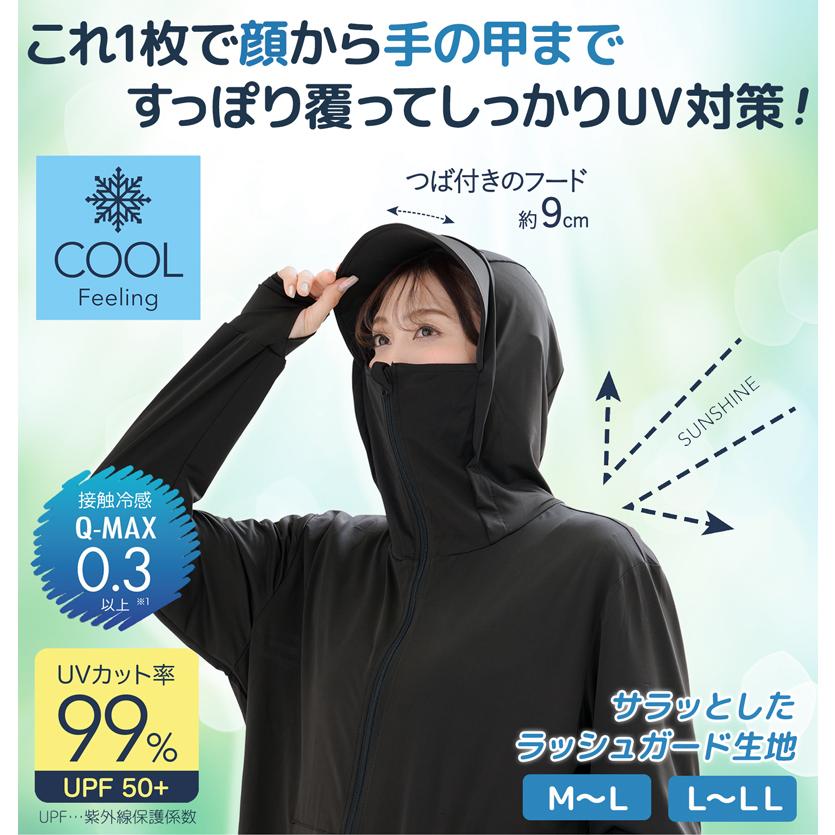 日本未入荷harf face bladeハーフフェイスブレイド ラッシュガードS ひんやり ロング 水陸両用 パーカー お尻が隠れる 冷感 つば付き 顔が