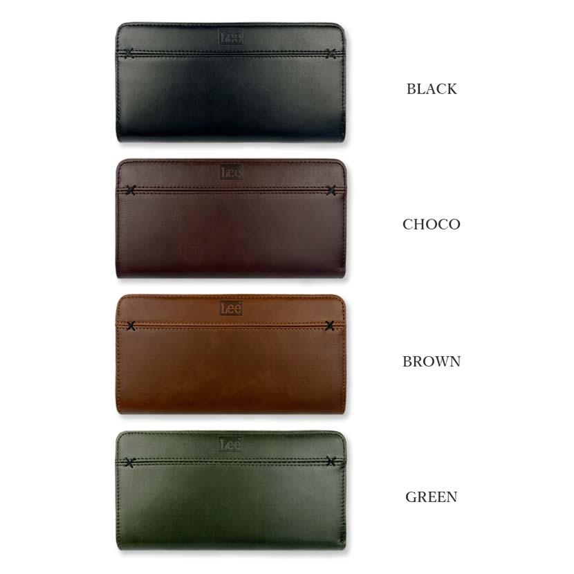 ブラウン Lee リー クロスステッチ ラウンド 長財布 リアルレザー0691 Lee（リー） 財布 メンズ 長財布 本革 ラウンドファスナー クロス