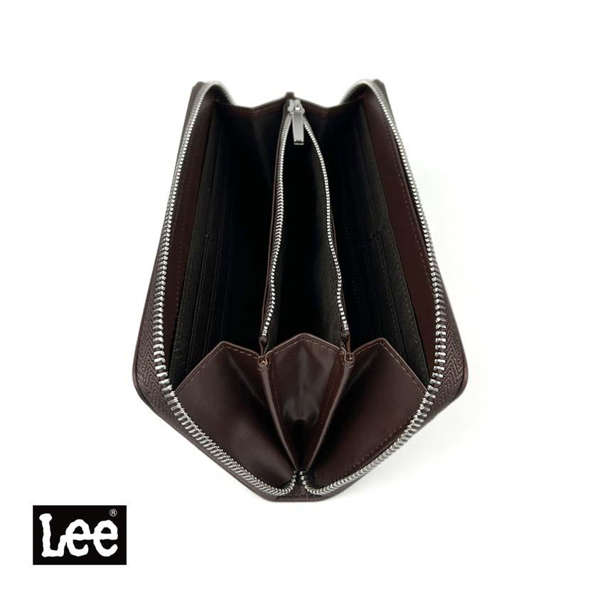 Lee（リー） 財布 メンズ 長財布 本革 ラウンドファスナー クロス
