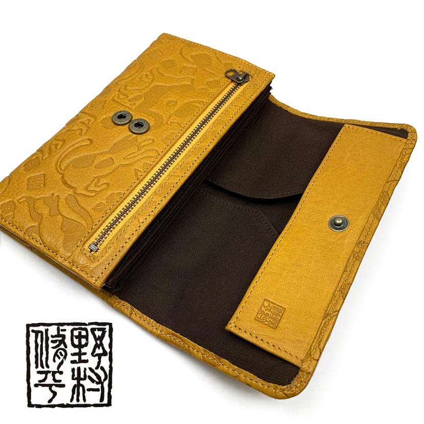 財布 レディース 長財布 本革 大容量 野村修平 愛らしい猫の型押し 