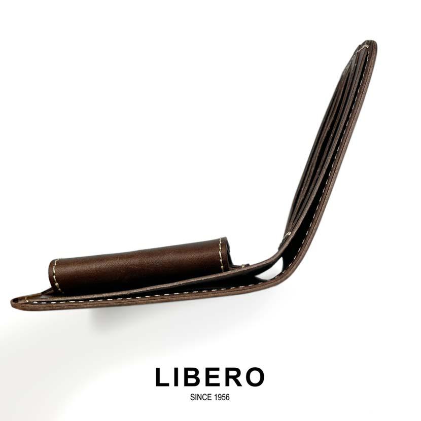 LIBERO リベロ 日本製 高級栃木レザー ステッチデザイン 二つ折財布 牛革 全5色 LIBERO リベロ 日本製 高級栃木レザー ステッチデザイン