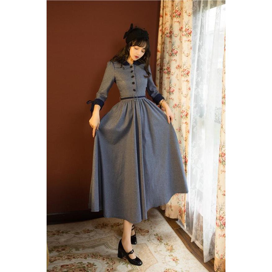 レディースファッション クーポン利用 送料無料 英国のお嬢様が着ているクラシック一品 ワンピース マキシワンピース ロングワンピース ロングドレス 千鳥格 トレロ マキシ 長袖 クラシック 秋冬 春 Eoyz0dzx0w Minirunukevents Com