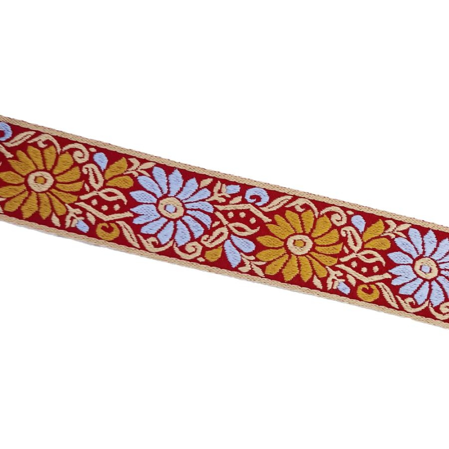 チロリアンテープ 幅40mm 幅広 赤 オレンジ 水色 花柄 幅広リボン 刺繍