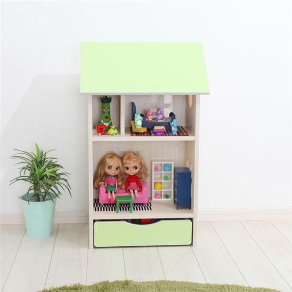 ドールハウス型 収納棚 〔ベビーピンク〕 幅54cm 日本製 キャスター付き フック付き 『ドールハウスシェルフ』 〔完成品〕〔代引不可〕 収納棚 フック付き ドールハウス型 幅54cm 日本製 キャスター付き 『ドールハウスシェルフ』