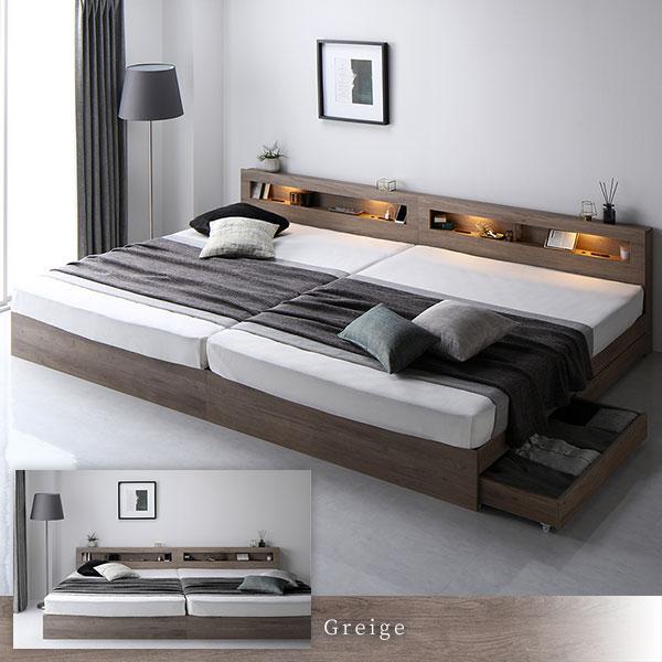 ベッド ダブル ベッドフレームのみ グレージュ 照明付 収納付 棚付 宮付 コンセント付 ベッド セミシングル 2層ポケットコイルマットレス付き ホワイト 低床 照明 棚付 宮付 コンセント すのこ XUR1968780252(18151円)