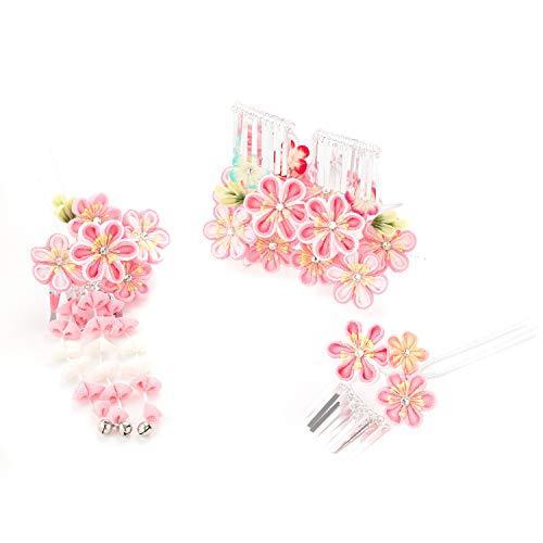 七五三 髪飾り 花 大きい 和装 リボン Watmosphere ワトモスフィア ヘアーアクセサリー 着物 礼装用 ヘアーアレンジ パール ピンク 19w5302 輝い