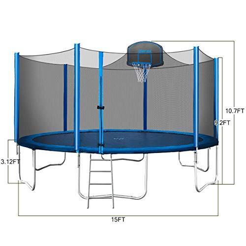 ★レア物 新品未開封 Merax トランポリン 15フィート 安全囲いネット付き ウィンドステークとはしご付き 子供用トランポリン 【1823935008】(63845円)