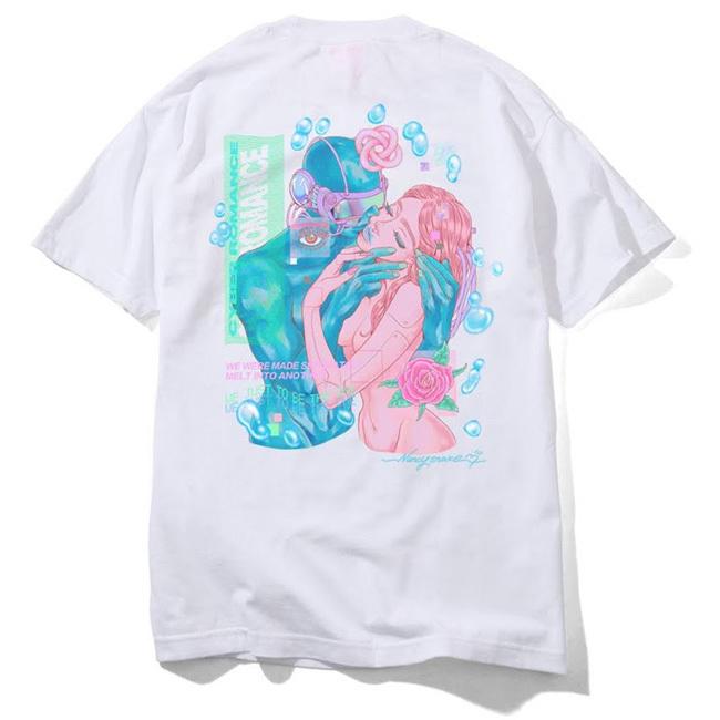 【FLATLUX(フラットラックス)】CYBER ROMANCE TEE(WHITE)  サイバーロマンス　Nancy Snake　ビッグサイズ　大きいサイズ ビッグシルエット｜blackannyfujisawayh