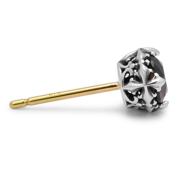 Ark silver accessories アークシルバーアクセサリーズ　ロイヤルクラウンピアス　スモーキークォーツ　ARKP-0029SQSV |  | 01