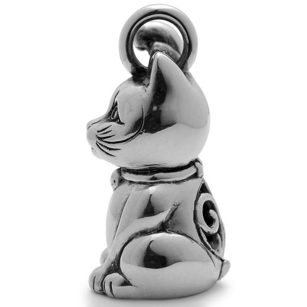 和柄シルバーアクセサリー 然 / 福招き猫ペンダント 右手挙げ : BLACK