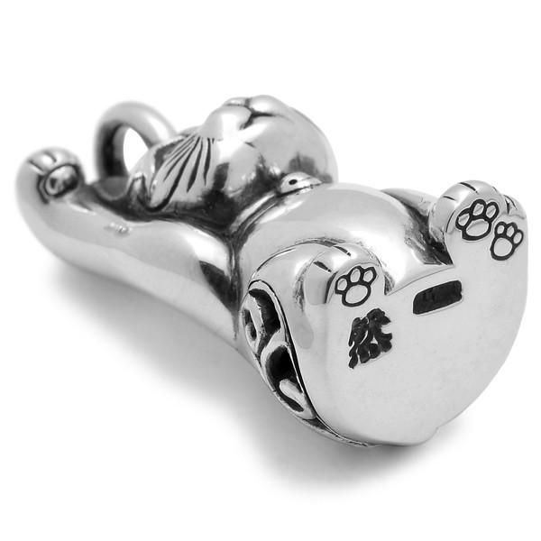 和柄シルバーアクセサリー 然 / 福招き猫ペンダント 右手挙げ : BLACK