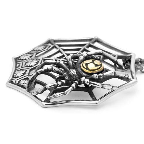 和柄シルバーアクセサリー 然 / 蜘蛛の巣に三つ巴蜘蛛