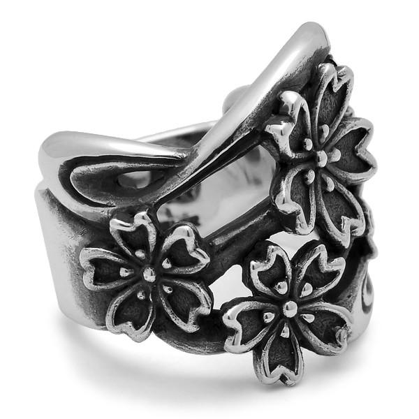 和柄シルバーアクセサリー 然 / 夜桜 リング レディース : BLACK BARTS
