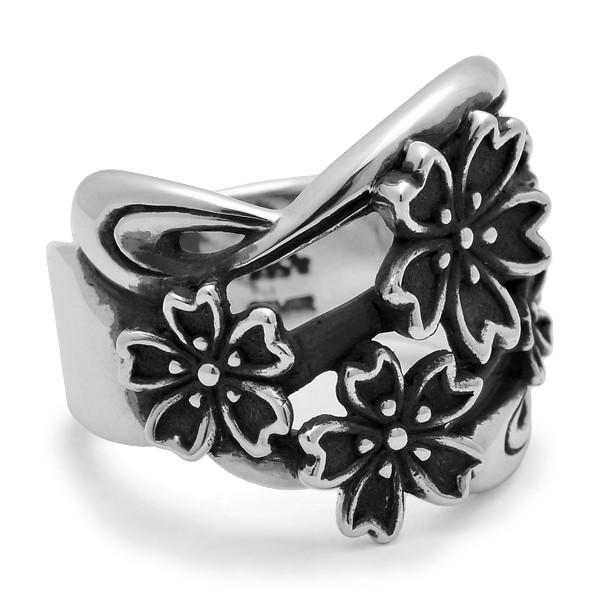 和柄シルバーアクセサリー 然 / 夜桜 リング メンズ : BLACK BARTS