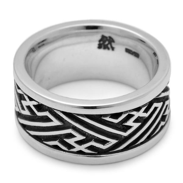 和柄シルバーアクセサリー 然 / 紗綾型文様リング : BLACK BARTS