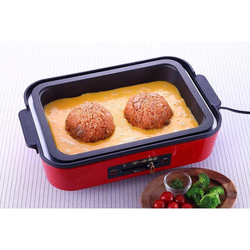 D&S ディーアンドエス ホットプレート DS.8557 レッド 深型 焼く・煮込む・蒸す オリジナルレシピ付(20品目) BRUNO ブルーノ コンパクトホットプレート 本体 プレート5種 (たこ焼き セラミックコート鍋 平面 グリル マルチ) レシピブック ふ EIM1019296866(9402円)