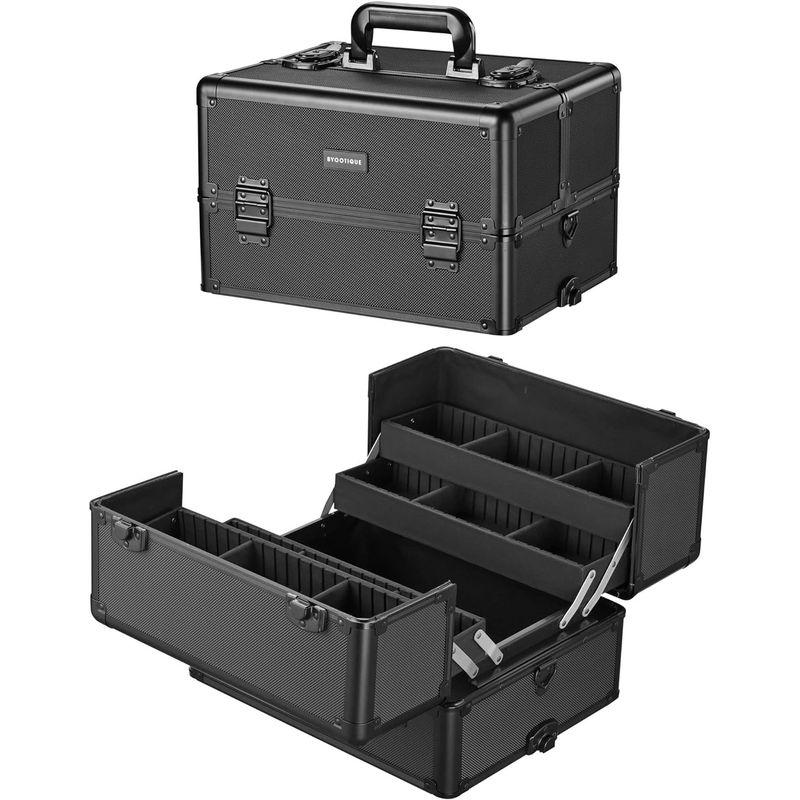 BYOOTIQUE 2in1 メイクボックス キャリーケース 3way 大容量 プロ用 鏡 鍵付き メイク キャリー キャスター付き メイク メイク キャリーケース 大容量 2in1 メイクボックス 3way プロ用 鍵付き キャリー キャスター付き
