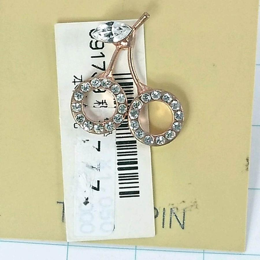 MONET VINTAGE チェリー リーフモチーフ ストーン装飾 ピンブローチ