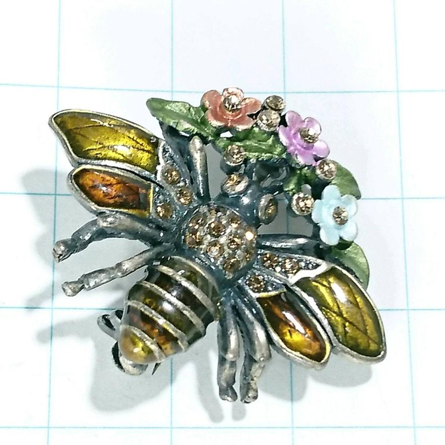 送料無料)ビンテージ☆ミツバチ☆アンティークブローチ A12989