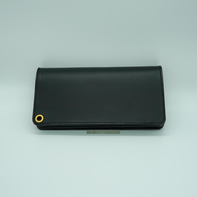 ハンドメイド　トラッカーウォレット　ブラック　1 トラッカーウォレット ミニ】 ブラック 本革 ハンドメイド 黒