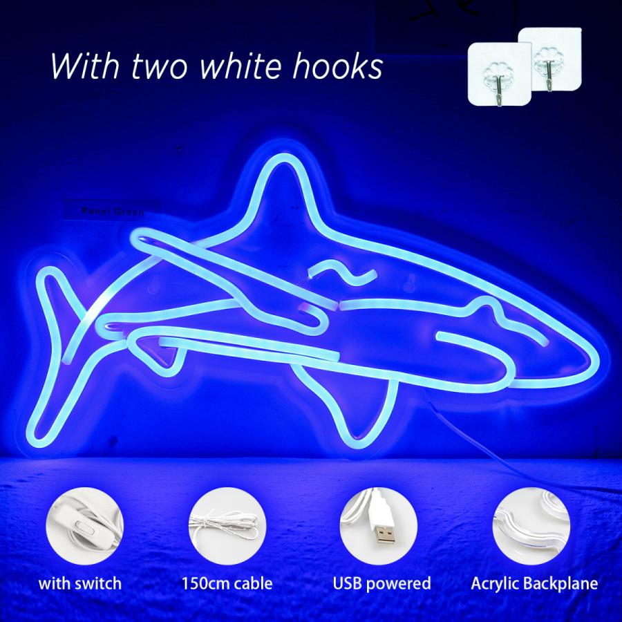 ビッグ割引SharkLedネオンサイン 寝室用サメブルーネオンサイン 壁装飾17 #039;#039; #039;#039;アクリル x SBパワードユニークナイトライト イベント、販促用 ライズ N-172 おでんのれん YLI4001