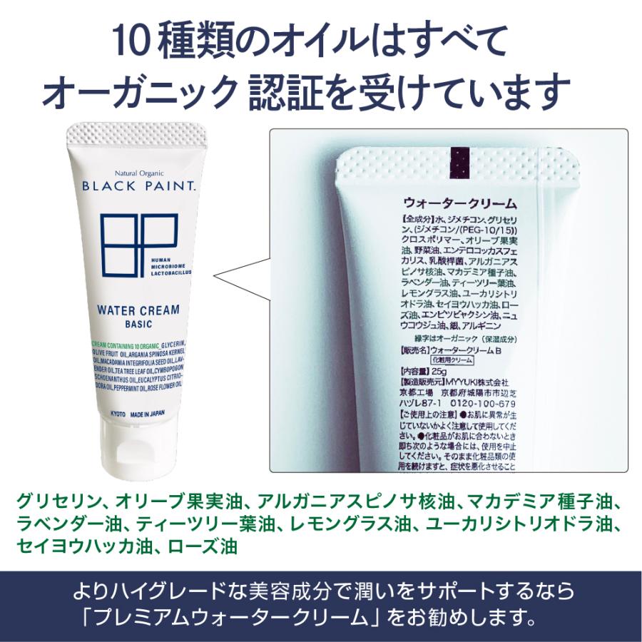 ブラックペイント 保湿クリーム  BASIC ウォータークリーム 25g チューブタイプ 化粧下地 肌をなめらかに オーガニック 国産 ヒト乳酸菌配合 | BLACK PAINT | 10