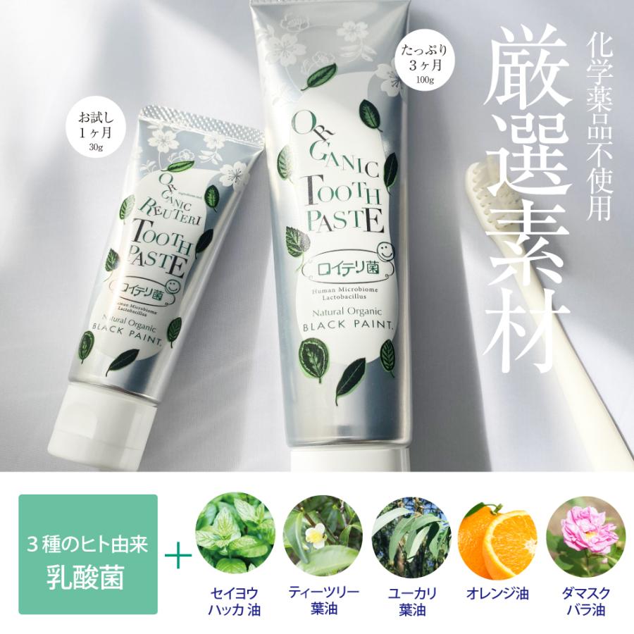 ブラックペイント 口腔ケア  ロイテリ菌 歯磨き粉 30g 口臭 歯石予防 泡控えめ フッ素なし 爽やかミント ノンケミカル オーガニック ヒト乳酸菌配合 | BLACK PAINT | 05