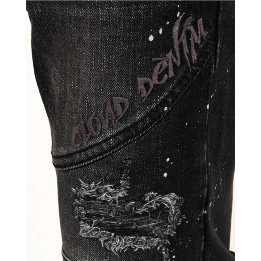 ストレッチデニム ブラック クラッシュ加工 ビンテージ加工 ストレッチデニム ブラック クラッシュ加工 ビンテージ加工