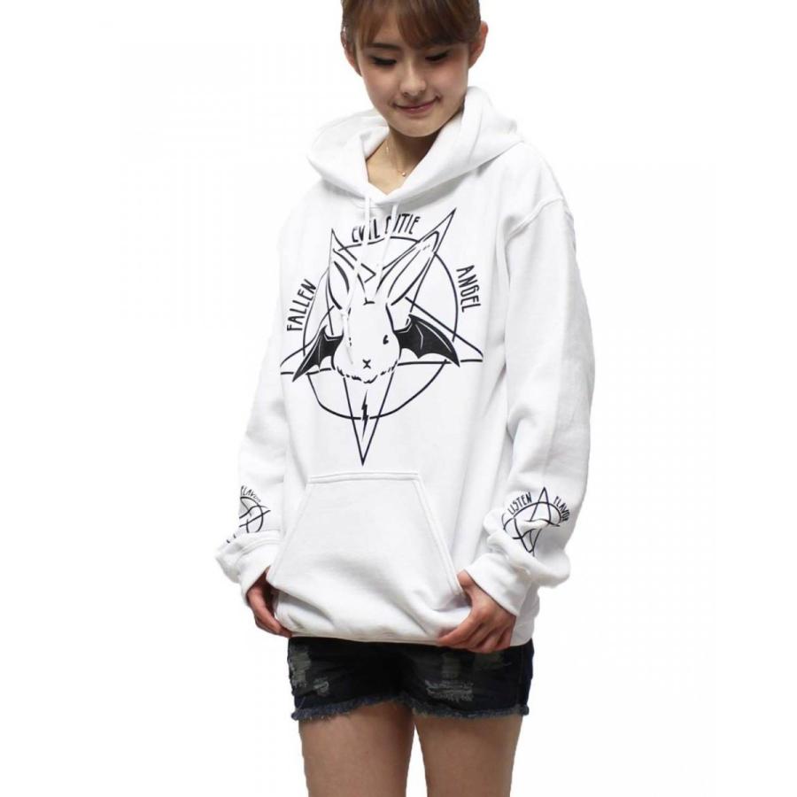 ウサギ 五芒星 レディース パロディ プリント パーカー 裏起毛 プル