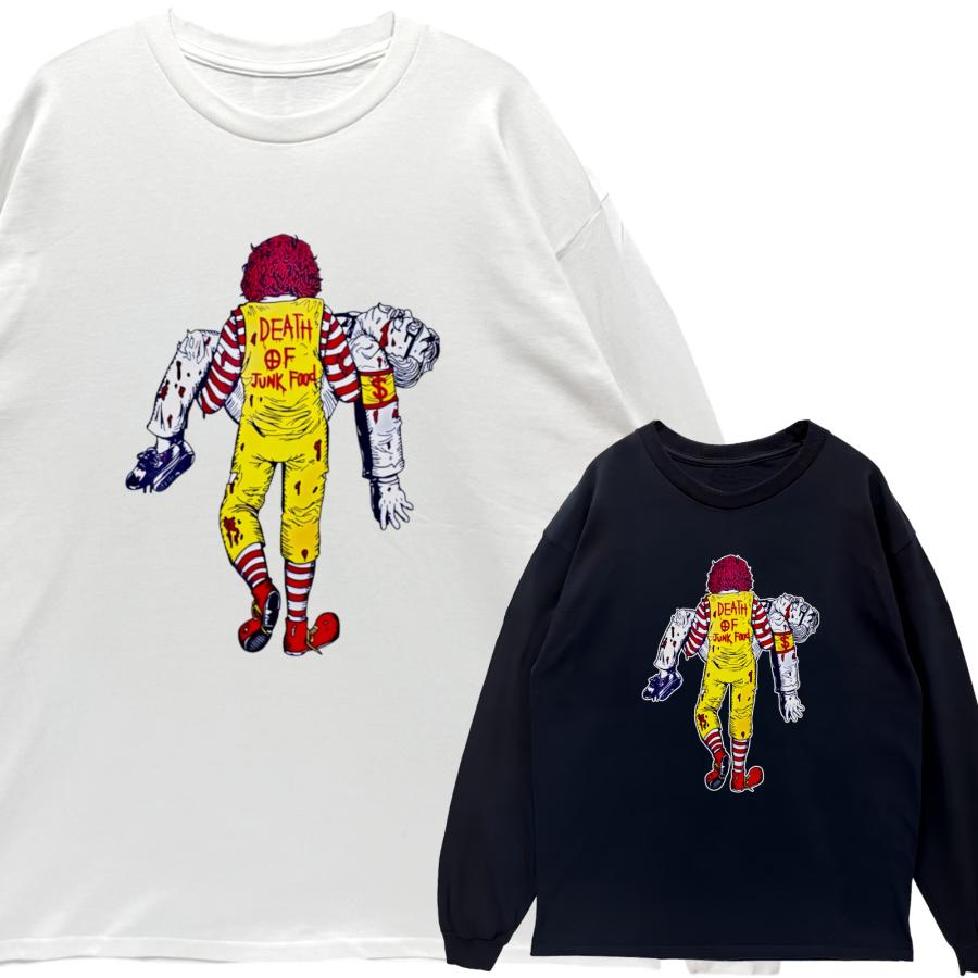 リブあり]カーネルDEATH ロンT 長袖 ロングスリーブ Tシャツ 白 黒