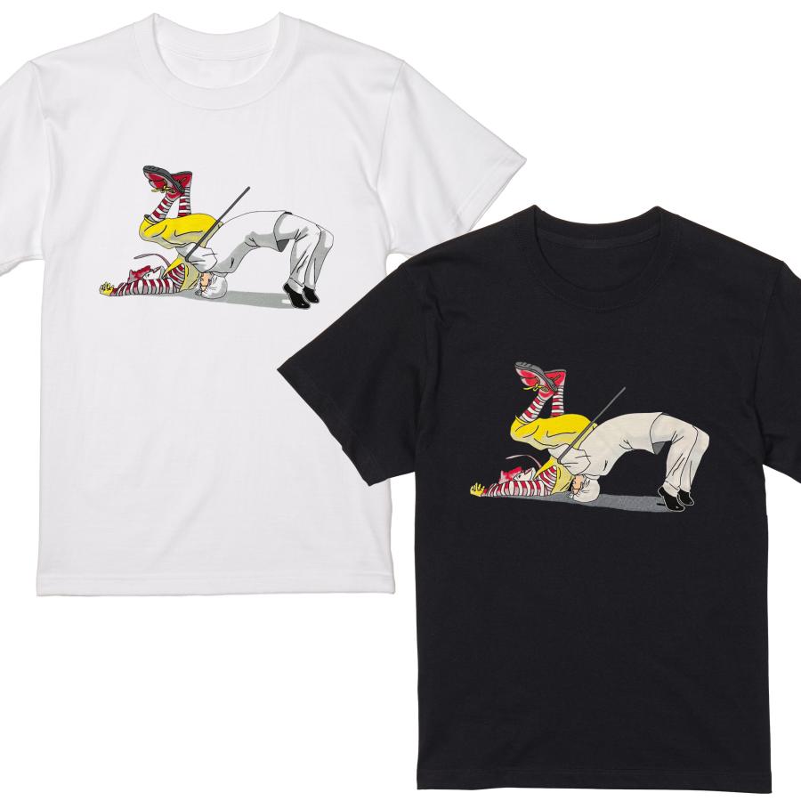 カーネルVSドナルド バックドロップ Tシャツ 半袖 白 黒 大阪名物