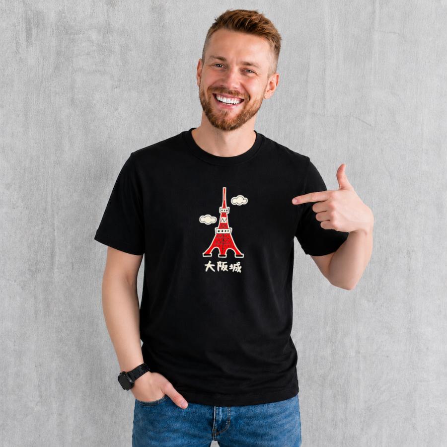 大阪城 東京タワー Tシャツ 半袖 白 黒 大阪名物 なんでやねん ギャグ